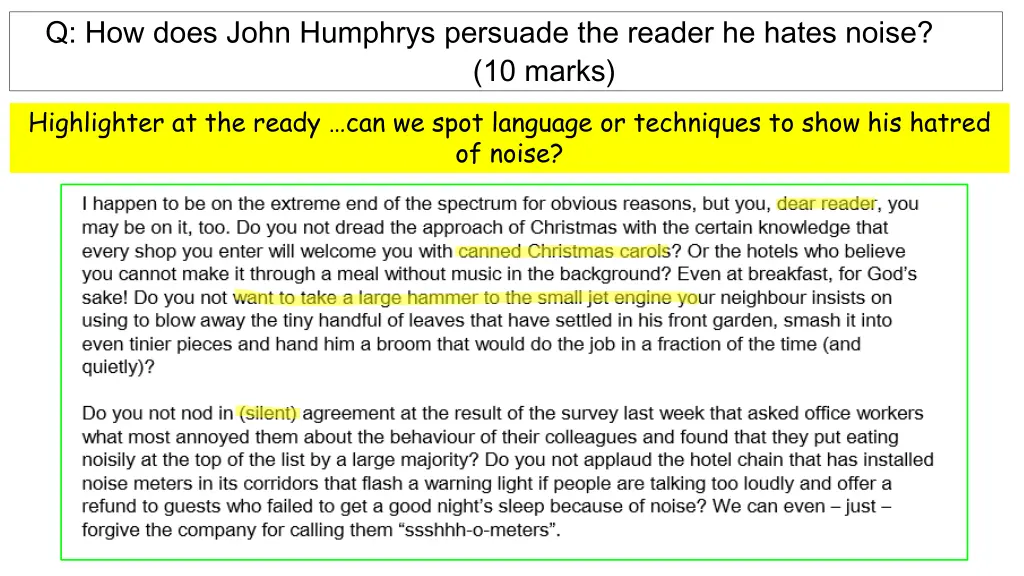 q how does john humphrys persuade the reader 3