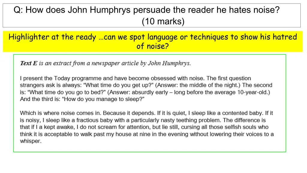 q how does john humphrys persuade the reader