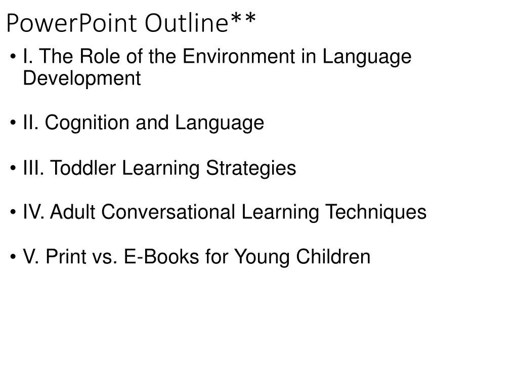 powerpoint outline i the role of the environment