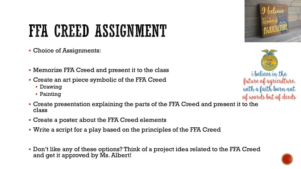 ffa creed assignment