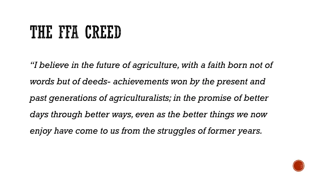 the ffa creed