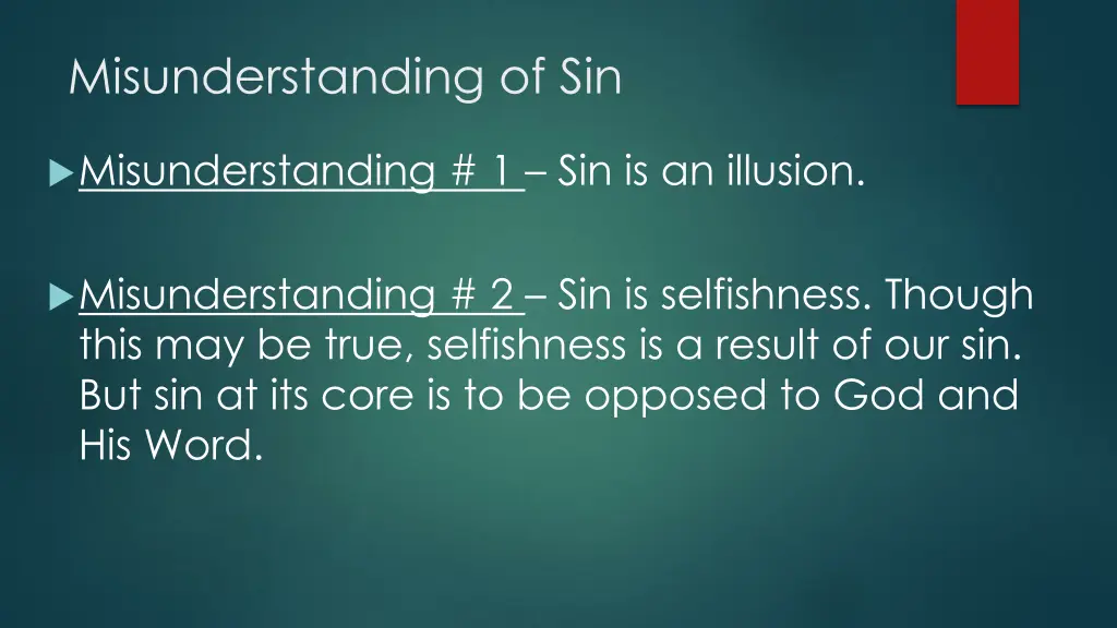 misunderstanding of sin