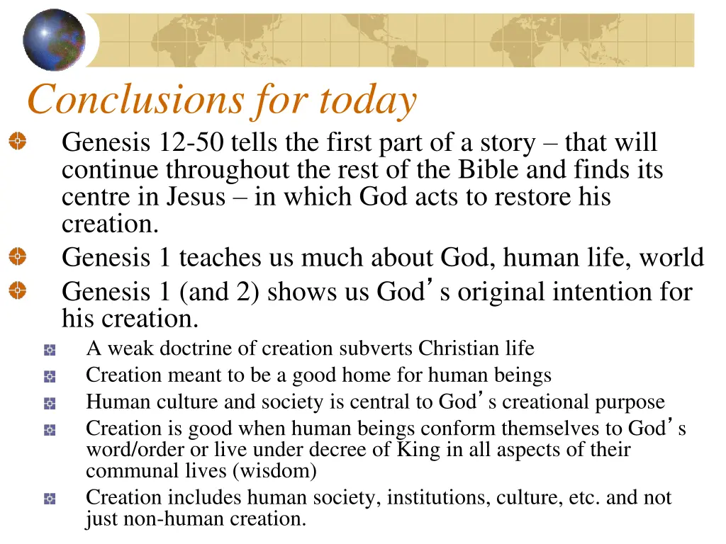 conclusions for today genesis 12 50 tells