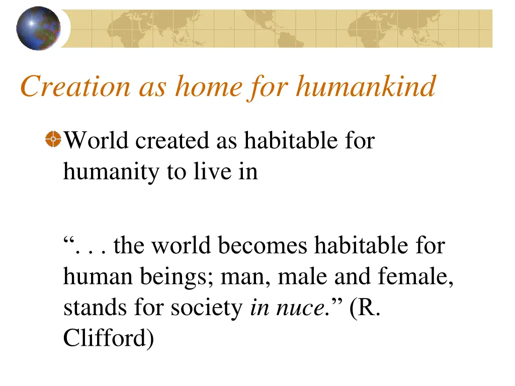 creation as home for humankind