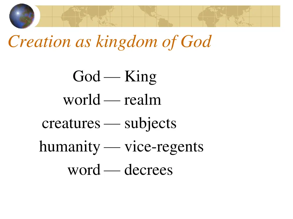 creation as kingdom of god