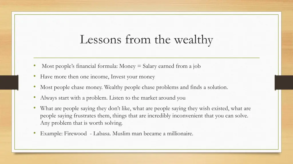 lessons from the wealthy