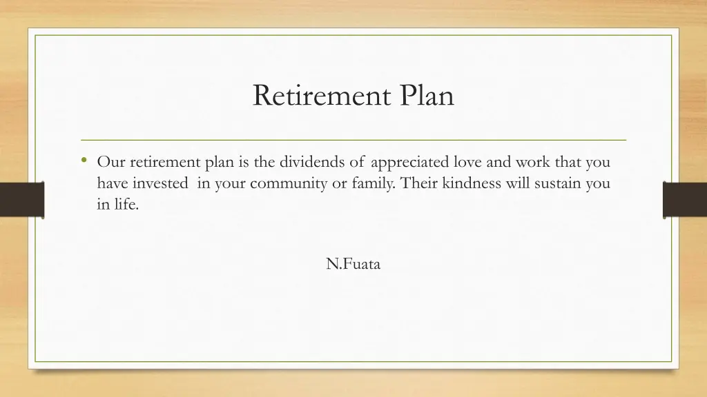 retirement plan