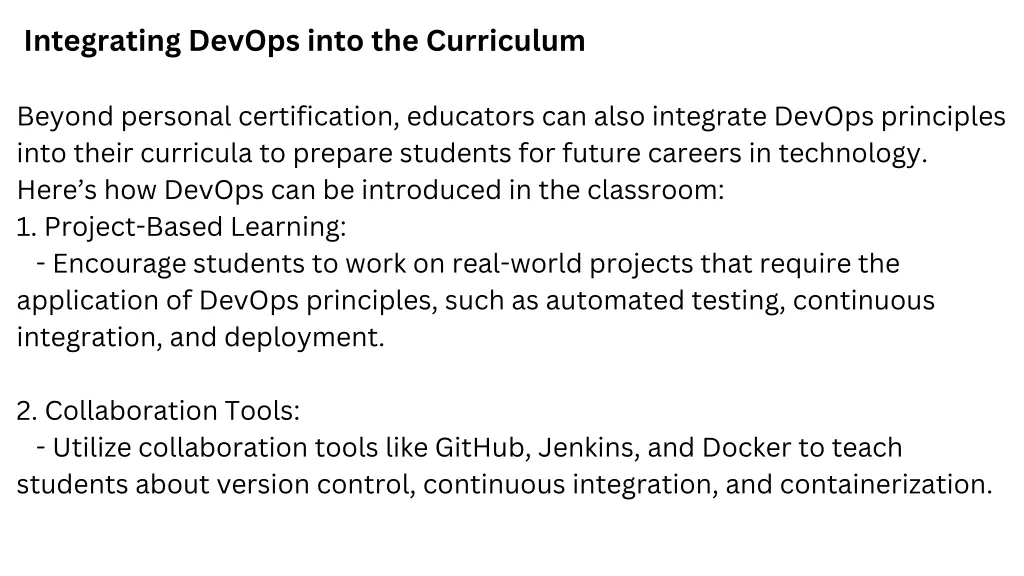 integrating devops into the curriculum