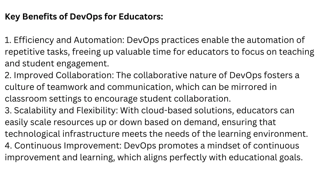 key benefits of devops for educators