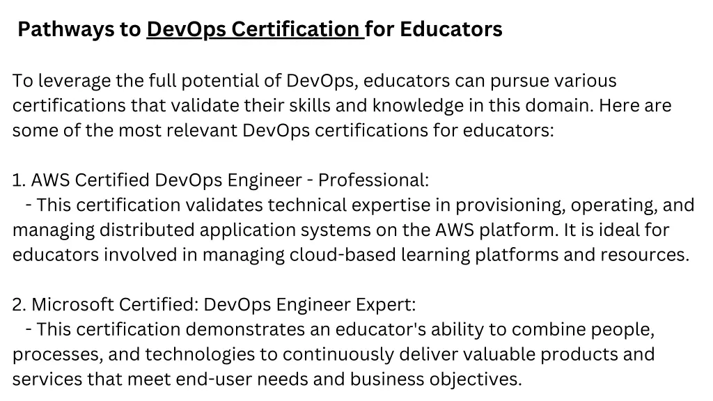 pathways to devops certification for educators