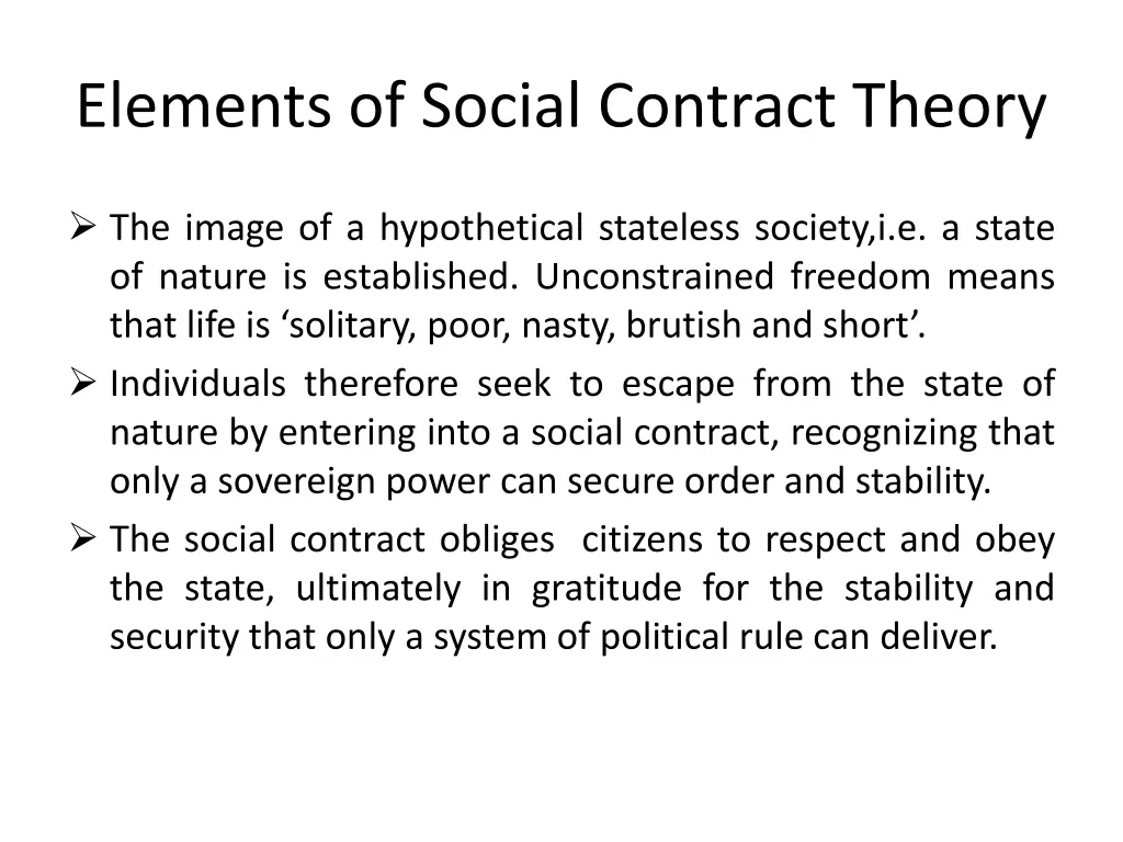 elements of social contract theory