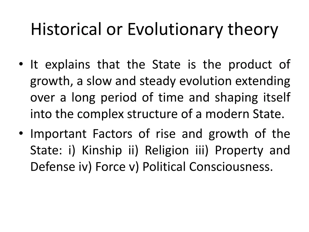 historical or evolutionary theory