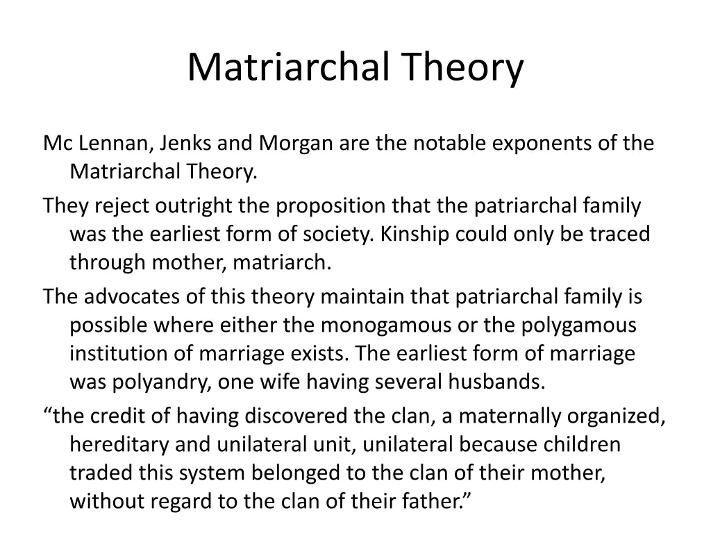 matriarchal theory