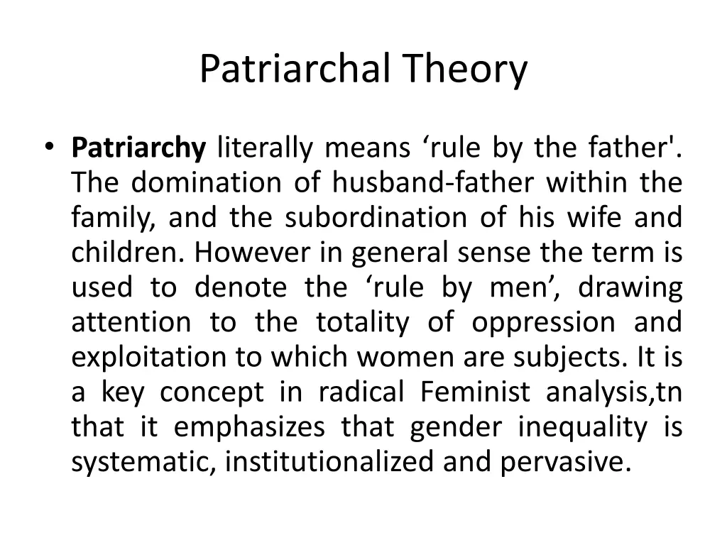 patriarchal theory