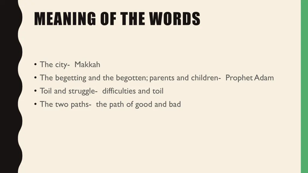 meaning of the words