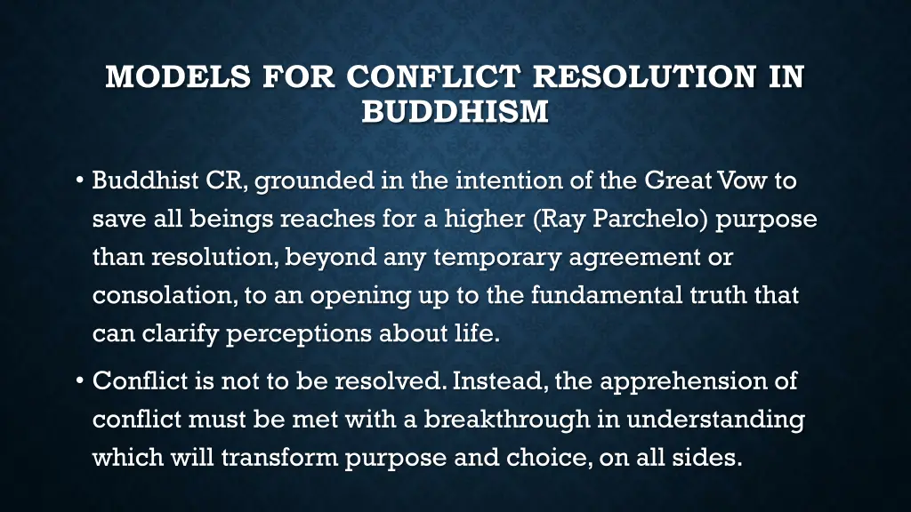 models for conflict resolution in buddhism