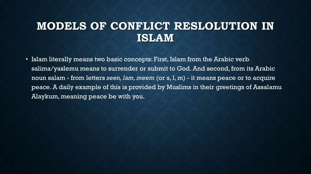 models of conflict reslolution in islam