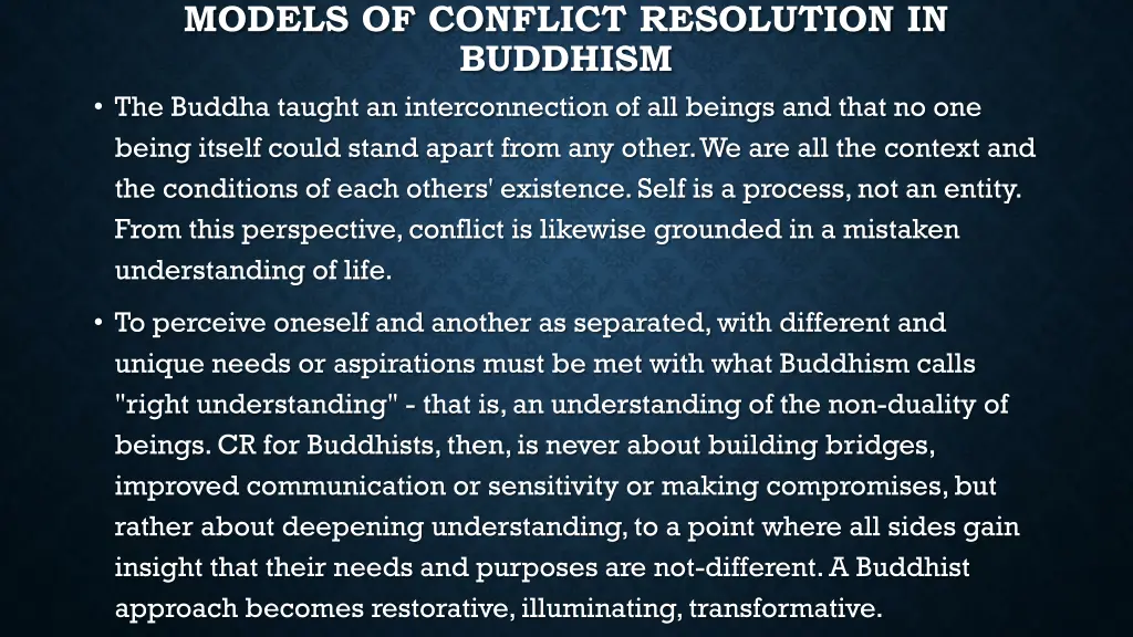 models of conflict resolution in buddhism 1