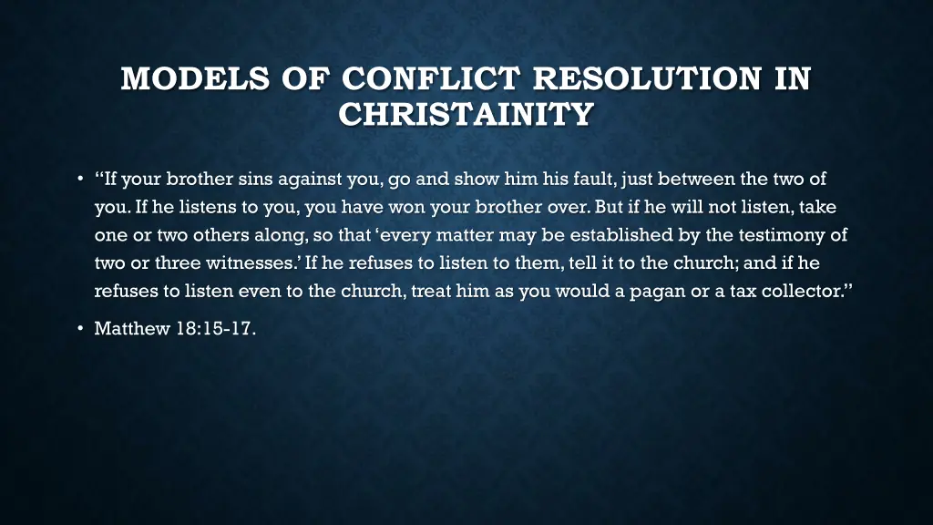 models of conflict resolution in christainity