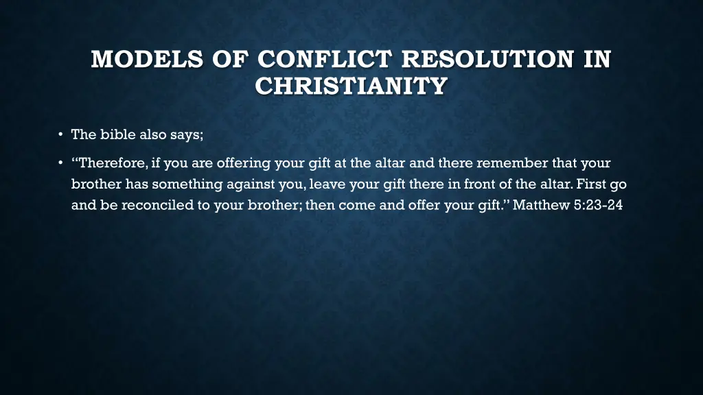 models of conflict resolution in christianity