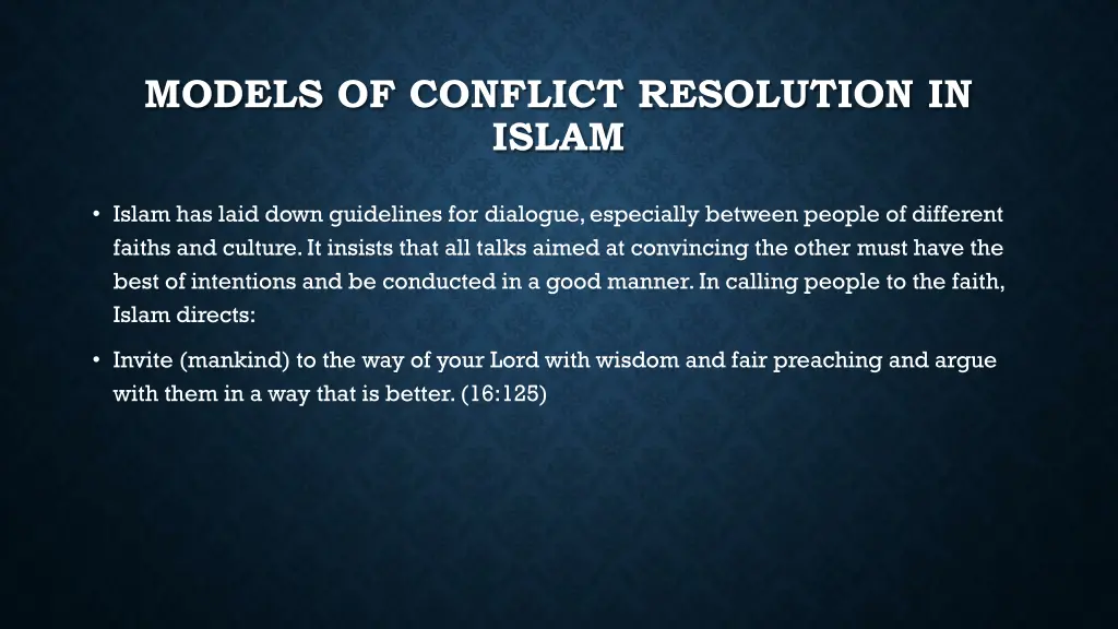 models of conflict resolution in islam 1