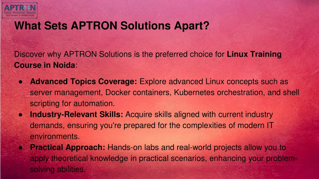 what sets aptron solutions apart