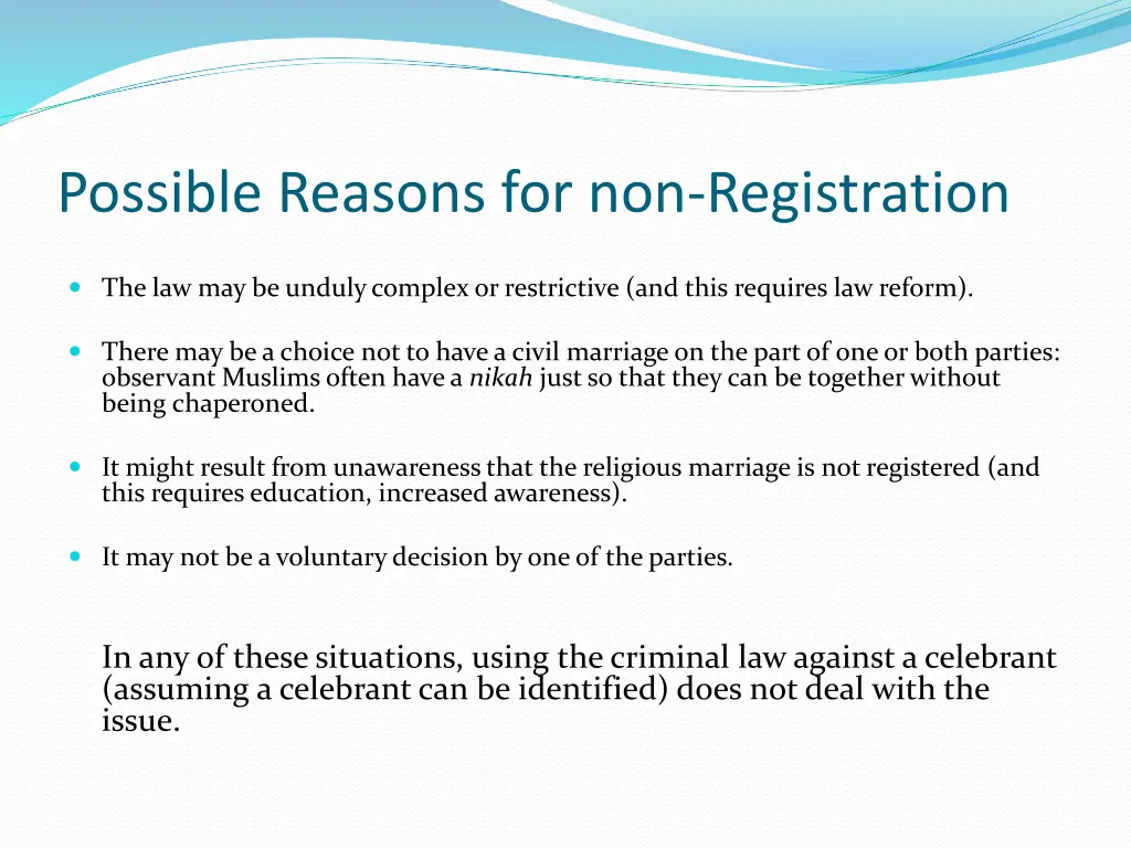 possible reasons for non registration 1