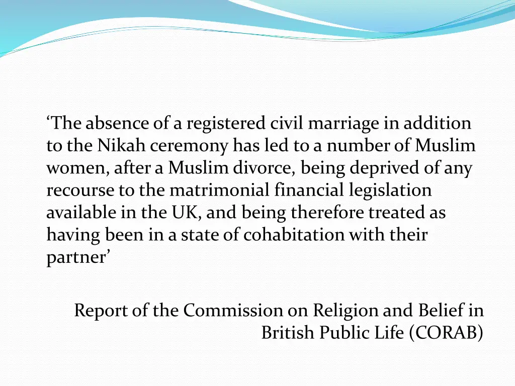 the absence of a registered civil marriage