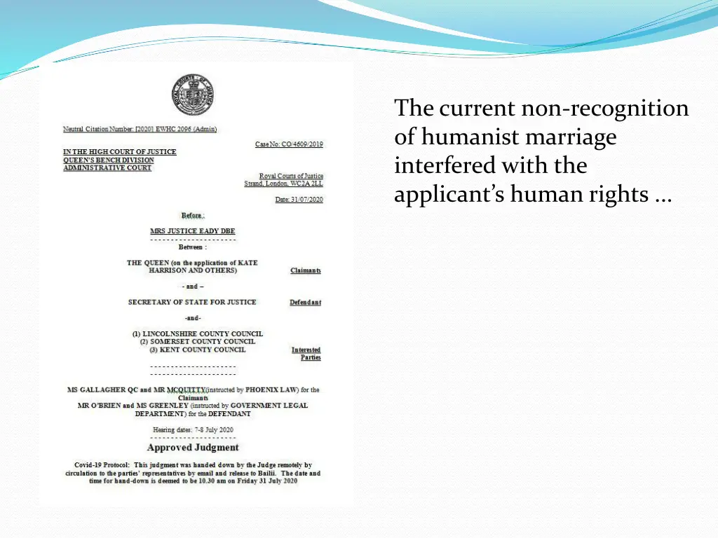 the current non recognition of humanist marriage