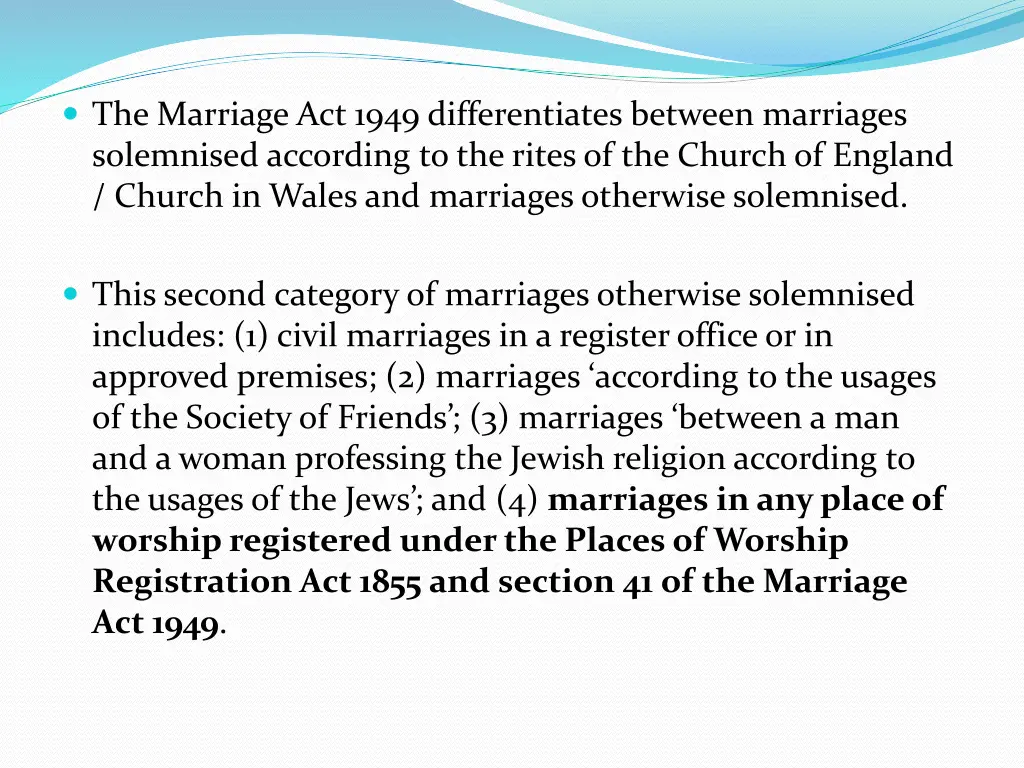 the marriage act 1949 differentiates between 1