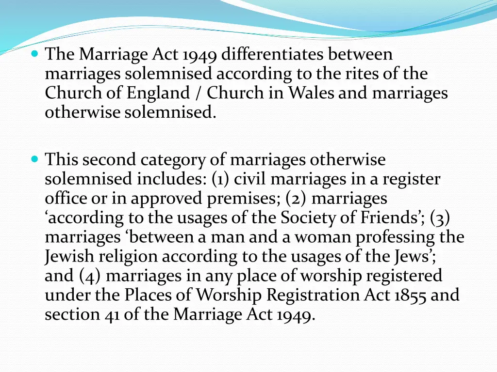 the marriage act 1949 differentiates between