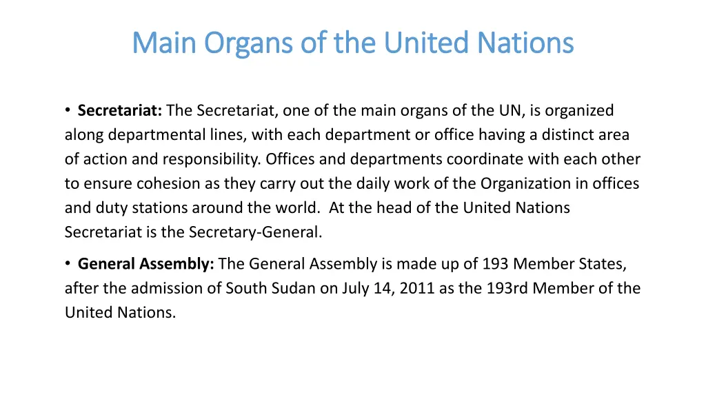 main organs of the united nations main organs