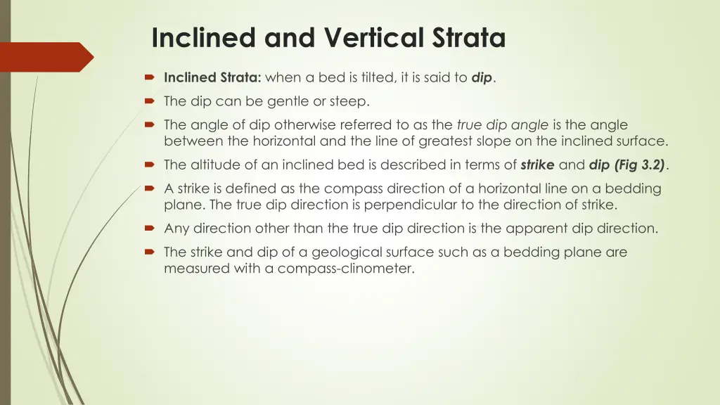 inclined and vertical strata