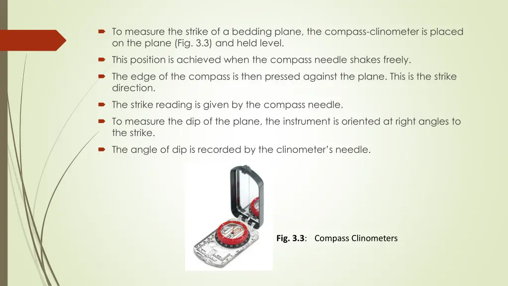 to measure the strike of a bedding plane