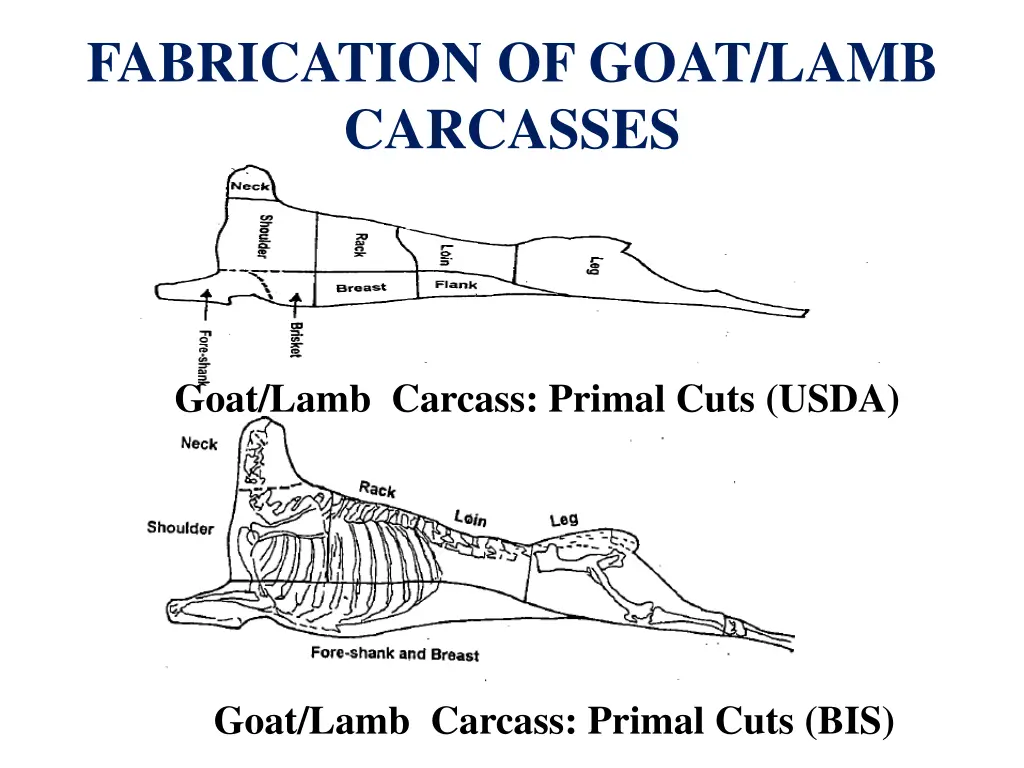 fabrication of goat lamb carcasses