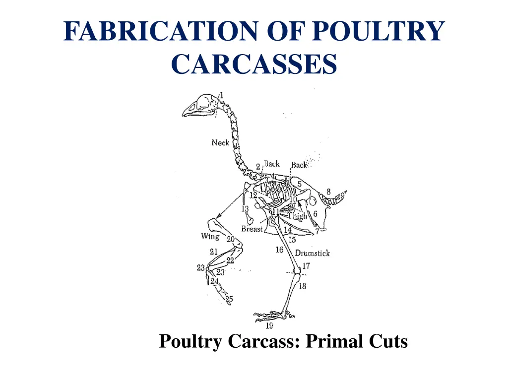 fabrication of poultry carcasses