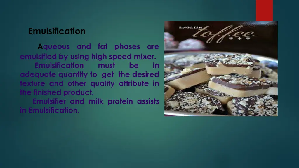 emulsification aqueous and fat phases