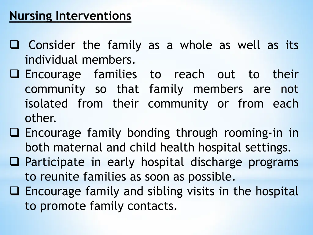 nursing interventions