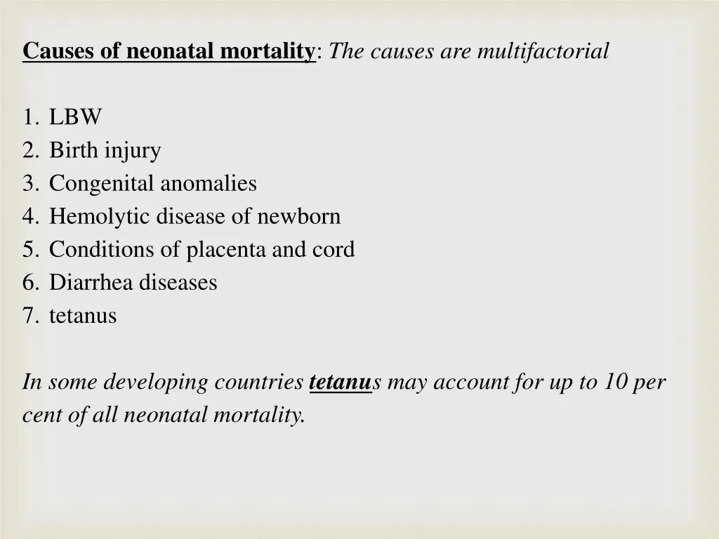 causes of neonatal mortality the causes