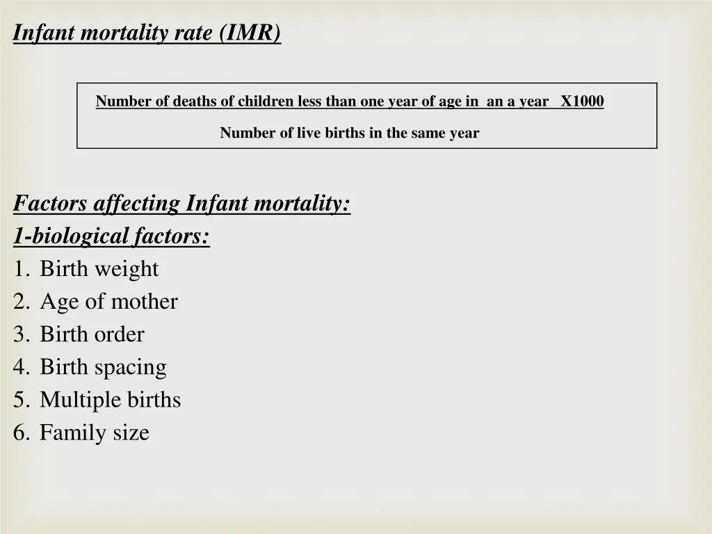 infant mortality rate imr