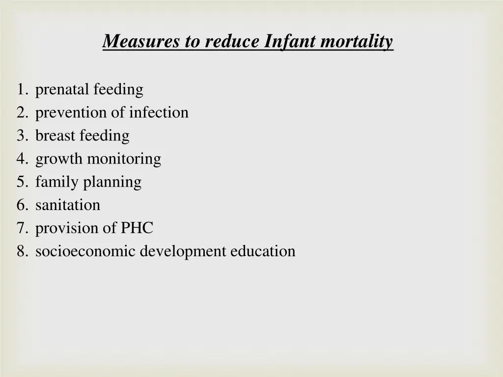 measures to reduce infant mortality