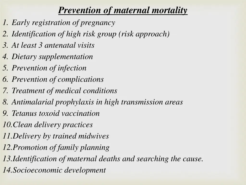 prevention of maternal mortality 1 early