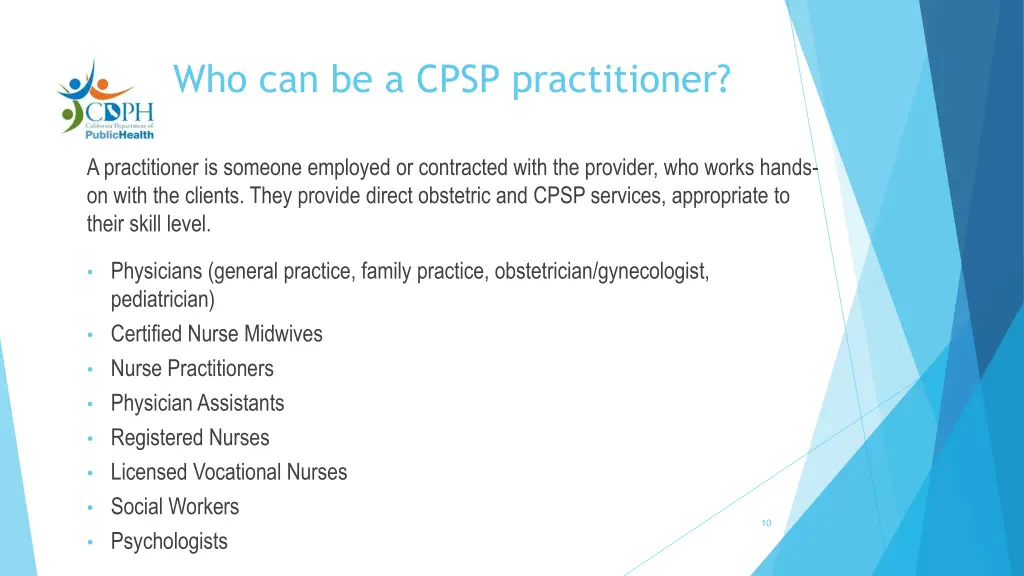 who can be a cpsp practitioner