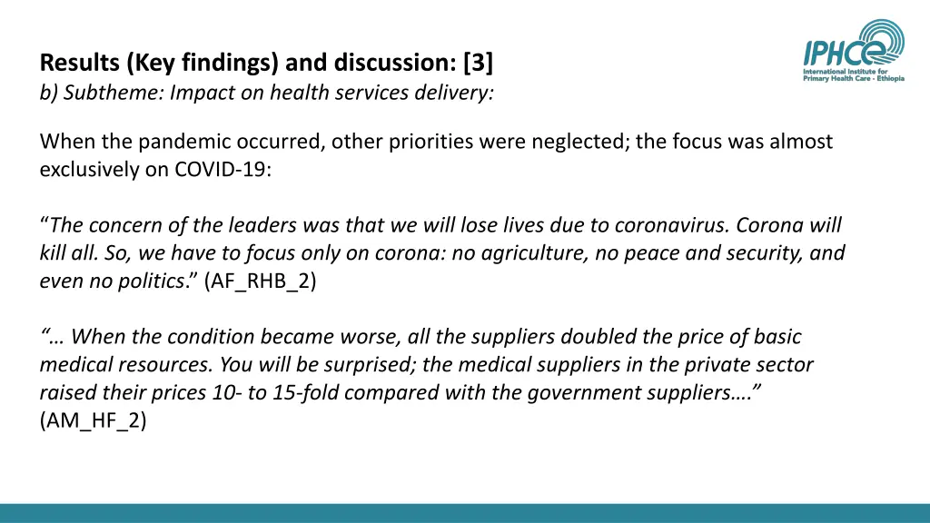 results key findings and discussion 3 b subtheme