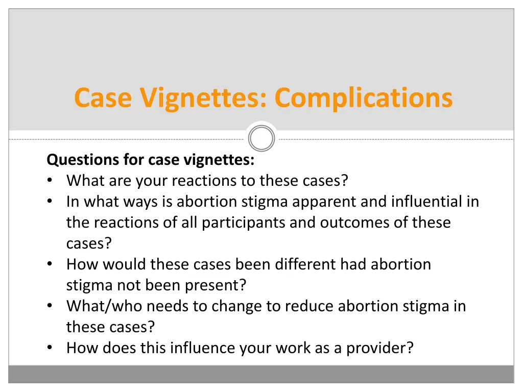 case vignettes complications