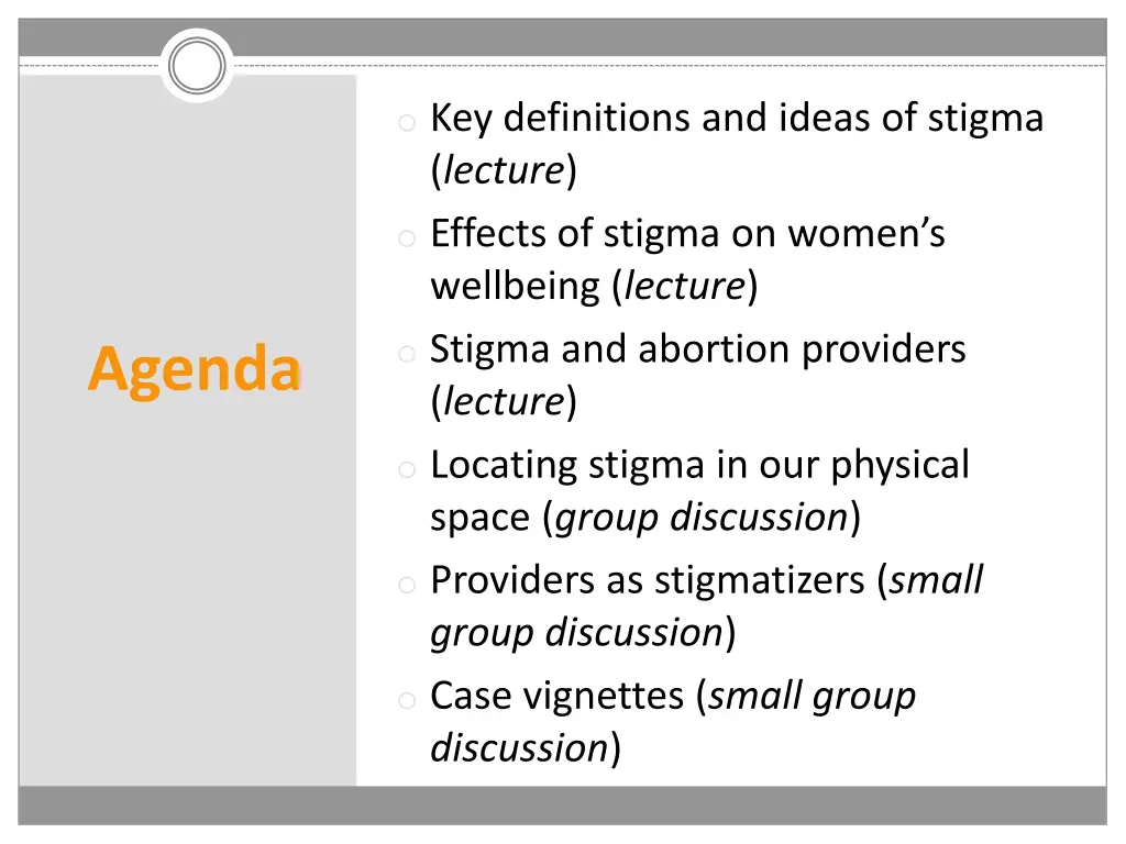 o key definitions and ideas of stigma lecture