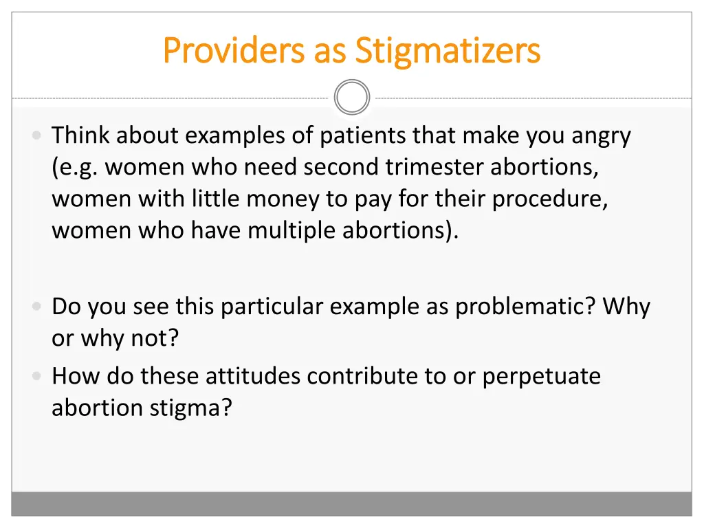 providers as stigmatizers providers