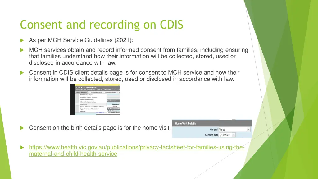 consent and recording on cdis