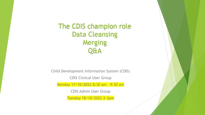 the cdis champion role data cleansing merging q a