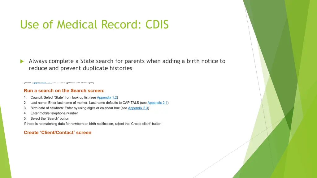 use of medical record cdis